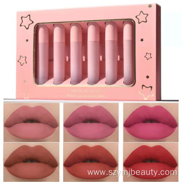 6 Colors Pink Lipstick Gold Liquid Lipstick set